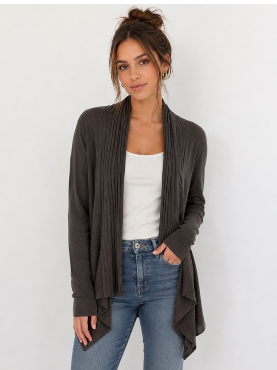 Willi Smith Sweaters - Willi Smith Draped Open-Front Cardigan